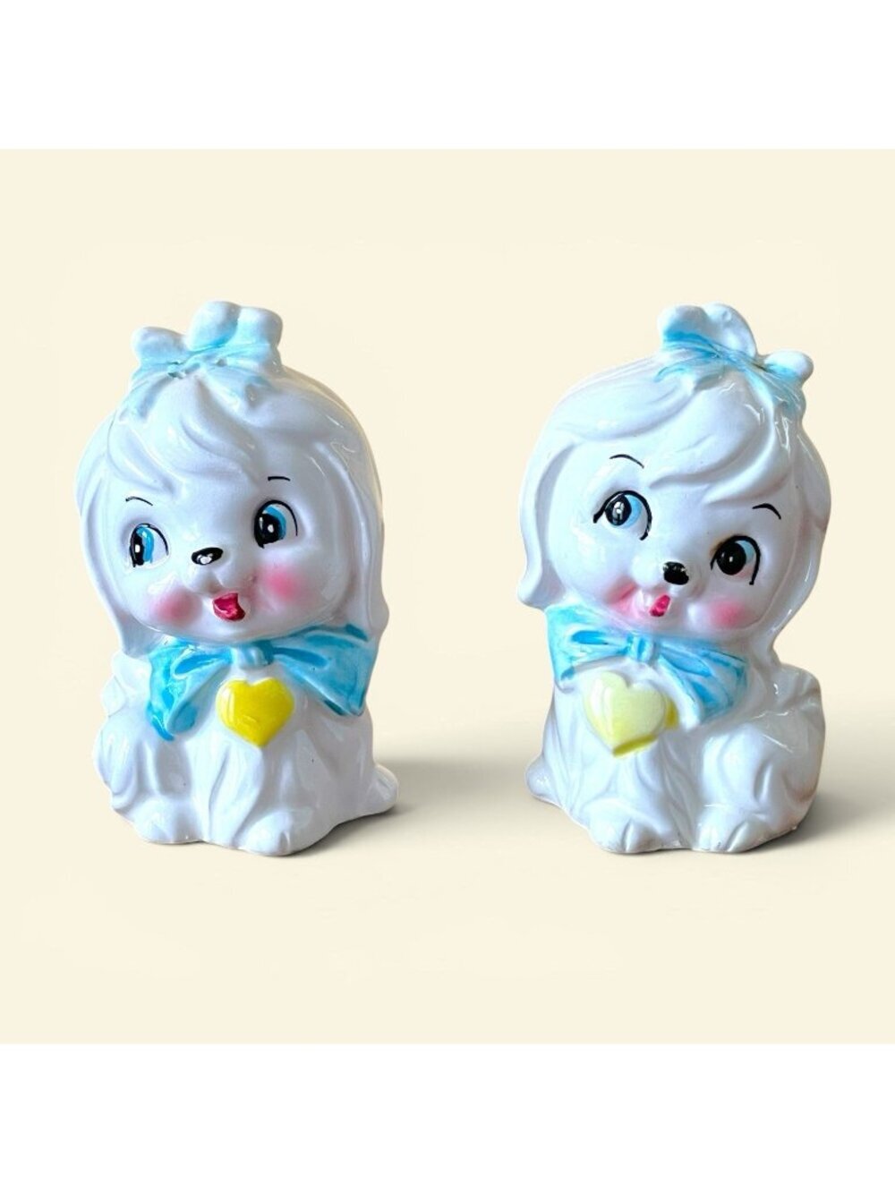 Vintage 50s Lefton Mr Toodles Salt Pepper Shakers Anthromorphic S&P Maltese Dog